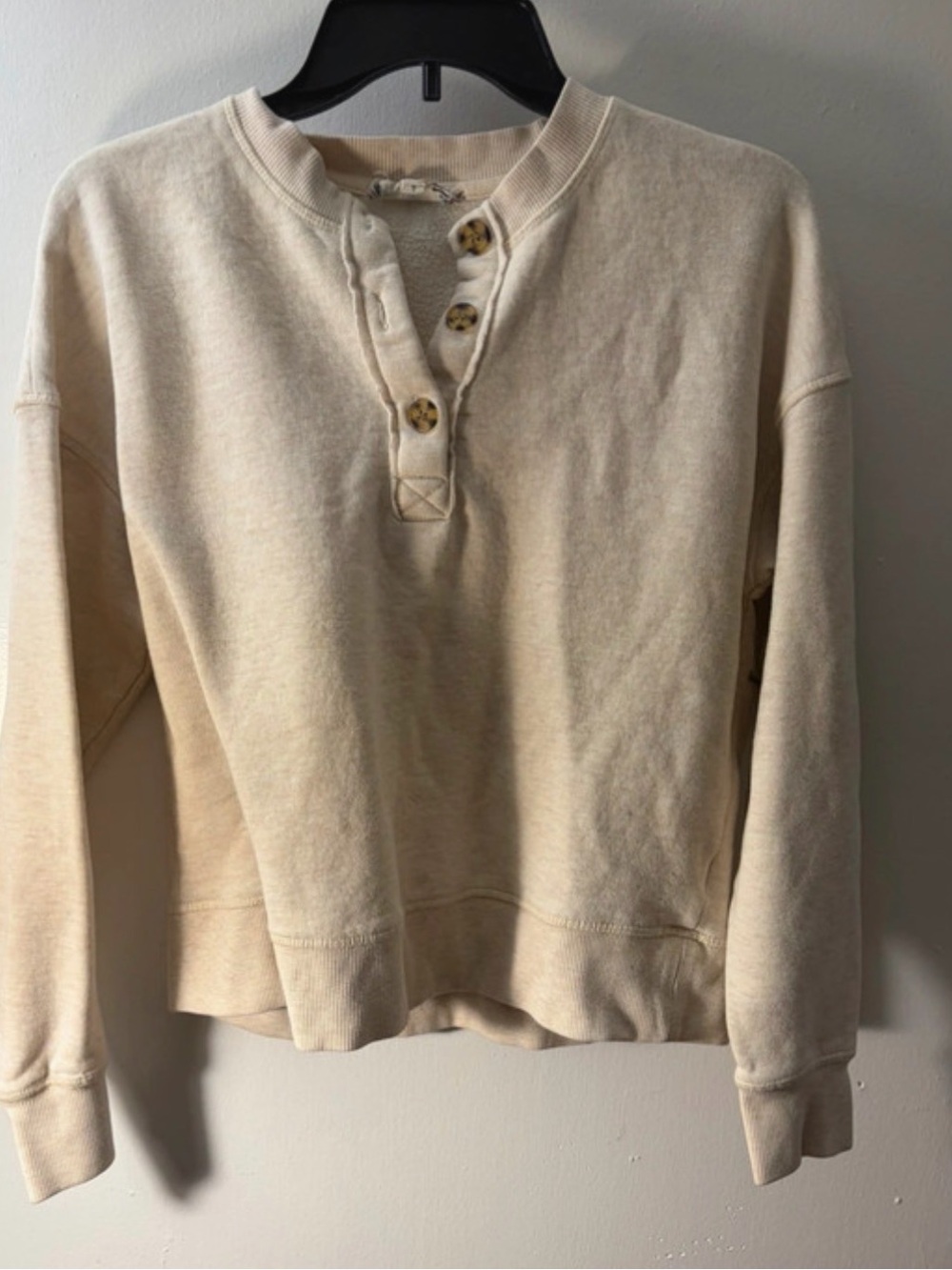 Pink Rose Neutral Cream Long Sleeve Henley Top